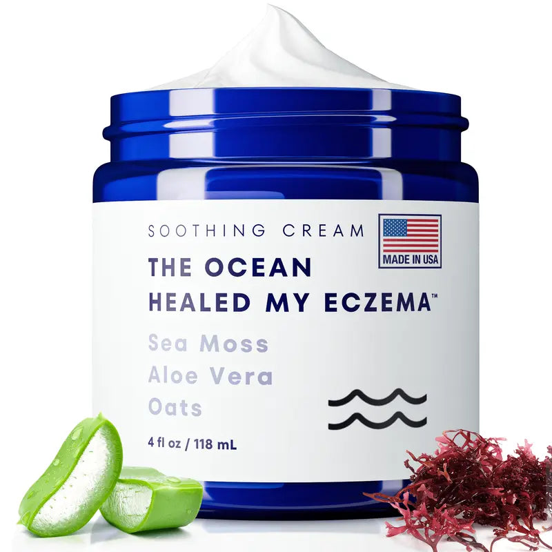 All Natural Eczema Soothing Cream | Made with Sea Moss! Sensitive Skin Dry Skin Hydrating Comfort Moisture | Fragrance Free Skincare Moisturizer Skin Repair