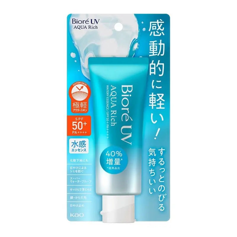 Kao Biore UV Aqua Rich Watery Essence SPF 50+ PA++++ Facial Lightweight Skincare Sunscreen Moisturize Comfort