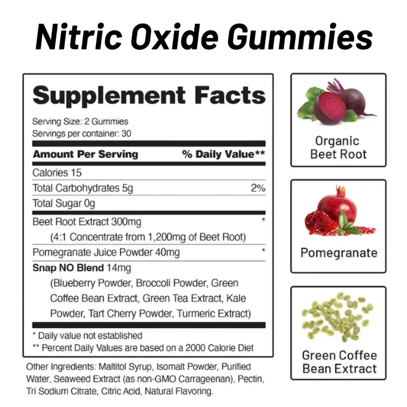 Snap Supplements - Berry Flavor Nitric Oxide Beets + Nitric Oxide Gummies + NO Booser 60Ct + Free Shaker (14Oz) - Natural Supplement Bundle