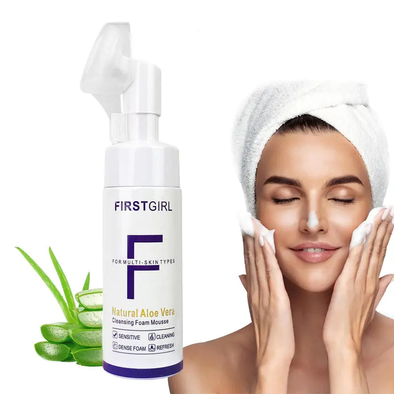 FIRSTGIRL Facial Cleanser, Skin Care Deepcleansing Moisturizing Facial Cleanser, Facialcleansers,Vitamin E & Aloe Vera Cleansing Milksilicone Brush Cleansing Skin Care Face Washcream Gentle Cleansing Moisturizing Cleanser