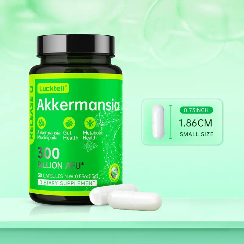 Akkermansia Probiotics - Probiotics for Men, Probiotics for Women, Prebiotics for Men & Women, Digestive Health, Daily Probiotics for Gut Health, Gluten Free, 300 Billion Probiotics, Edible Healthcare, Fitness Optimum, 30 Capsules,