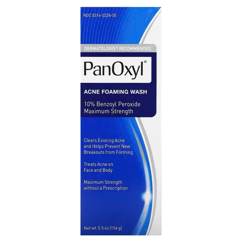 Panoxyl Acne Foaming Wash, 10% Benzoyl Peroxide Maximum Strength, 5.5 Oz (156 G)