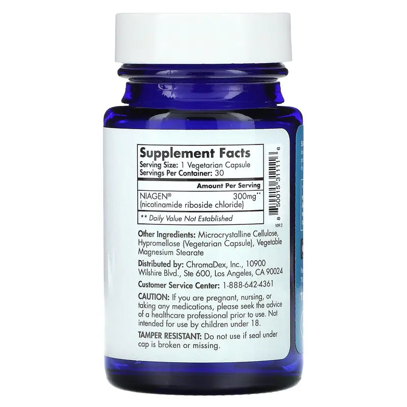 Tru Niagen Nicotinamide Riboside, 300 Mg, 30 Vegetarian Capsules