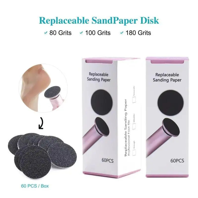 Refillable Sandpaper Sheet, 60Pcs/Box round Foot File Sandpaper for Electric Callus Remover, Summer Manicure & Pedicure Accessories, Nail Care Tools, Nail Supplies